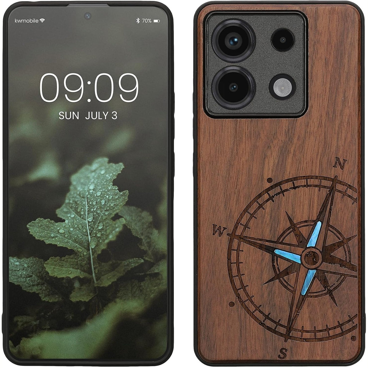 305614 - MBROJTËSE KWOBILE PËR XIAOMI REDMI NOTE 13 PRO 5G / POCO X6 5G, MBULESË DRURI ME PARAKOLP TPU, MBULESË E FORTË REZISTENTE NDAJ GODITJEVE, MBULESË MBROJTËSE NË NGJYRË KAFE TË ERRËT