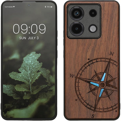 305614 - MBROJTËSE KWOBILE PËR XIAOMI REDMI NOTE 13 PRO 5G / POCO X6 5G, MBULESË DRURI ME PARAKOLP TPU, MBULESË E FORTË REZISTENTE NDAJ GODITJEVE, MBULESË MBROJTËSE NË NGJYRË KAFE TË ERRËT