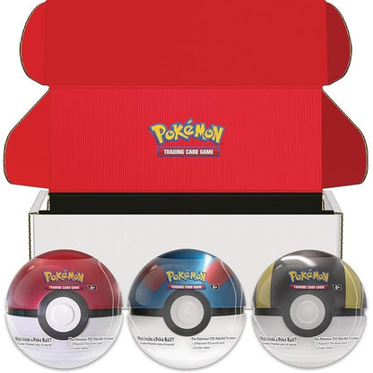 141519 - Pokémon TCG: paketë me 3 kuti Poké Ball 2024 – Poké Ball, Great Ball, Ultra Ball. Ekskluzive në Amazon, përfshin 9 paketa Scarlet & Violet dhe ngjitëse.