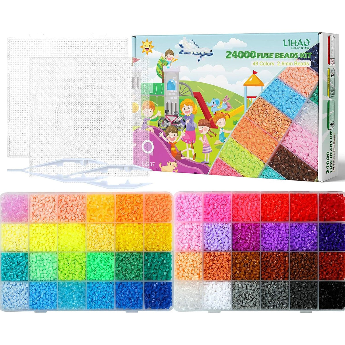 309022 - LIHAO - Set rruazash mini për hekurosje, 24,000 copë, 2.6 mm, 48 ngjyra me kuti renditjeje