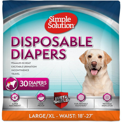 251543 - SIMPLE SOLUTION Pelena të disponueshme për qen femra – Super Thithëse me Tregues Lagështie – L/XL (Bel 45.7–68.6 cm) – 30 copë