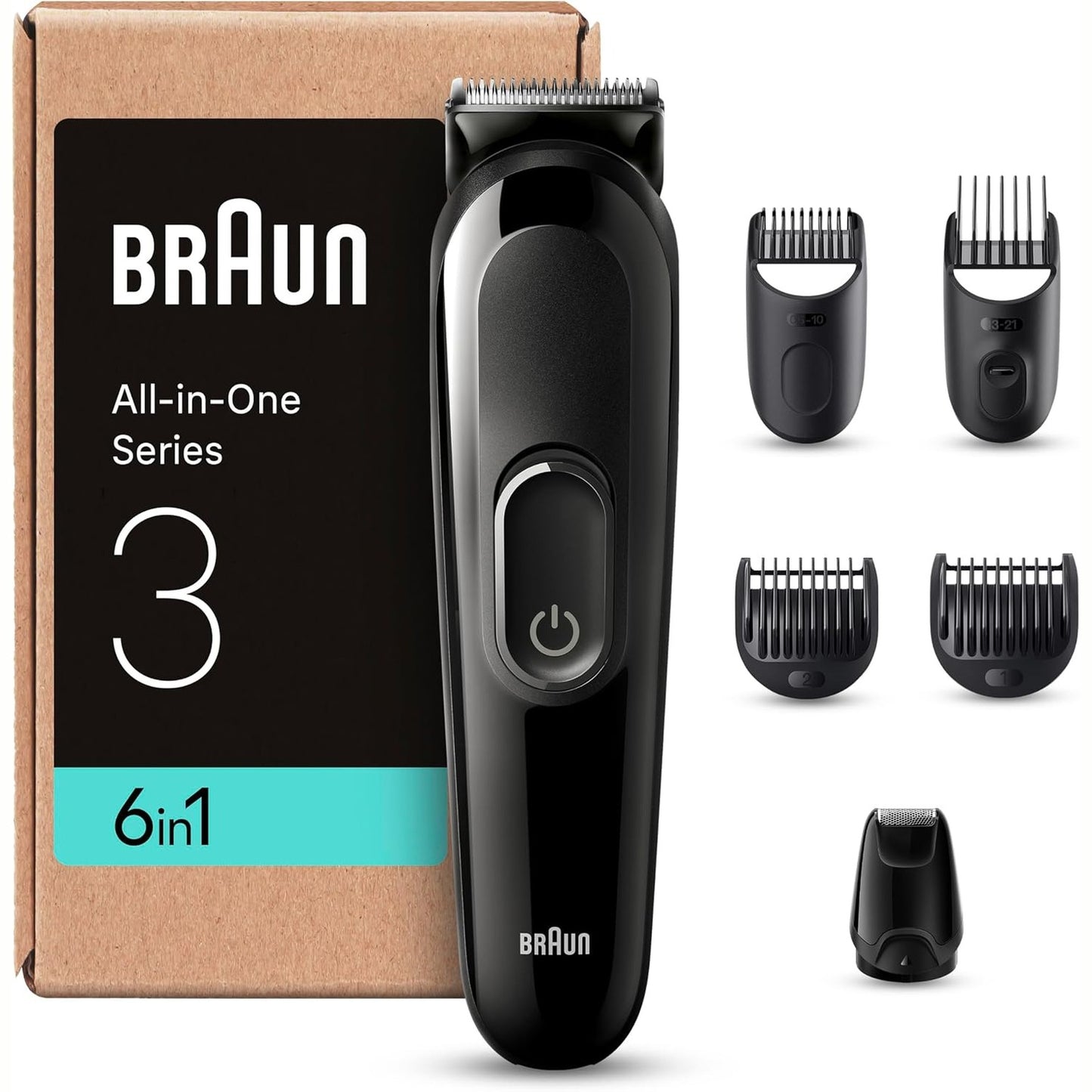 293294 - BRAUN MGK3420 - Makinë prerëse për mjekër dhe flokësh, komplet stilimi 6-në-1, 50 minuta përdorim pa tel, ngjyra e zezë