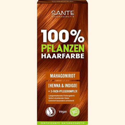 298780 - SANTE NATURAL COSMETICS Ngjyrë flokësh bimore - E kuqe mahagoni - 100g, pa amoniak dhe perokside, vegane
