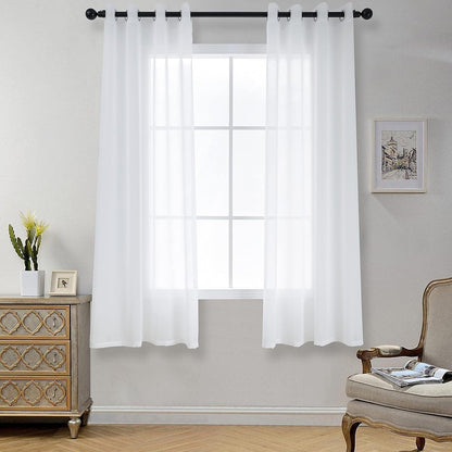 223315 - CUCRAF Perde Transparente me Vrima për Dhomë Ndenjeje dhe Dhomë Gjumi - L160xGj140cm, Set me 2 copë, E Bardhë