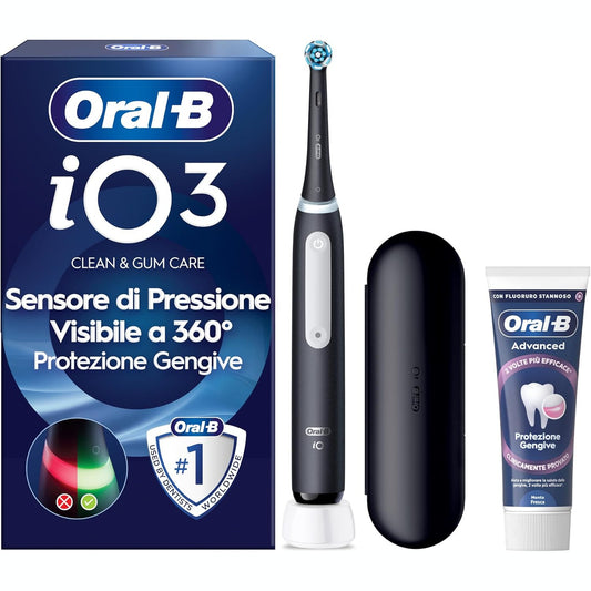 271076 - ORAL-B Furçë dhëmbësh elektrike e rikarikueshme iO 3, e zezë, 1 furçë, 1 kokë zëvendësuese, kuti udhëtimi + pastë dhëmbësh Oral-B Advanced