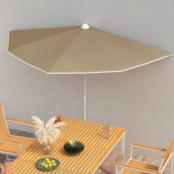 244812 - vidaXL Gjysmë Çadër Dielli për Kopsht me Shkop 180x90 cm Ngjyrë Gurë të Ngjyrë