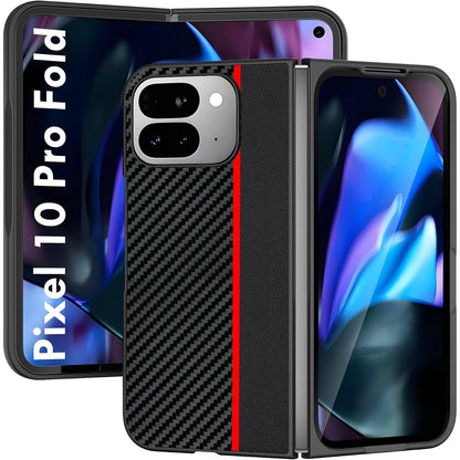 310667 - FDHYFGDY Mbrojtëse për Google Pixel 10 Pro e palosshme, rezistente ndaj ujit dhe goditjeve, Mbrojtëse e fortë e blinduar, Mbrojtëse me fibra karboni - e kuqe/e zezë