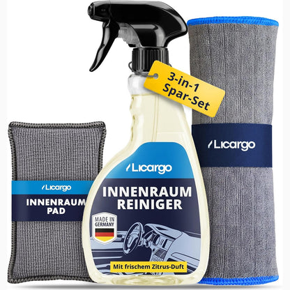 314712 - LICARGO Set Pastrues për Brendësinë e Makinës (500ml) + Sfungjer + Pëlhurë Mikrofibre 380GSM