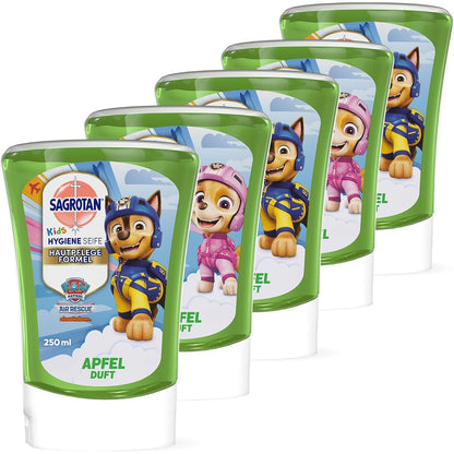 306413 - SAGROTAN Kids Pa Prekje Mbushëse me Mollë – 5 x 250 ml sapun për duar