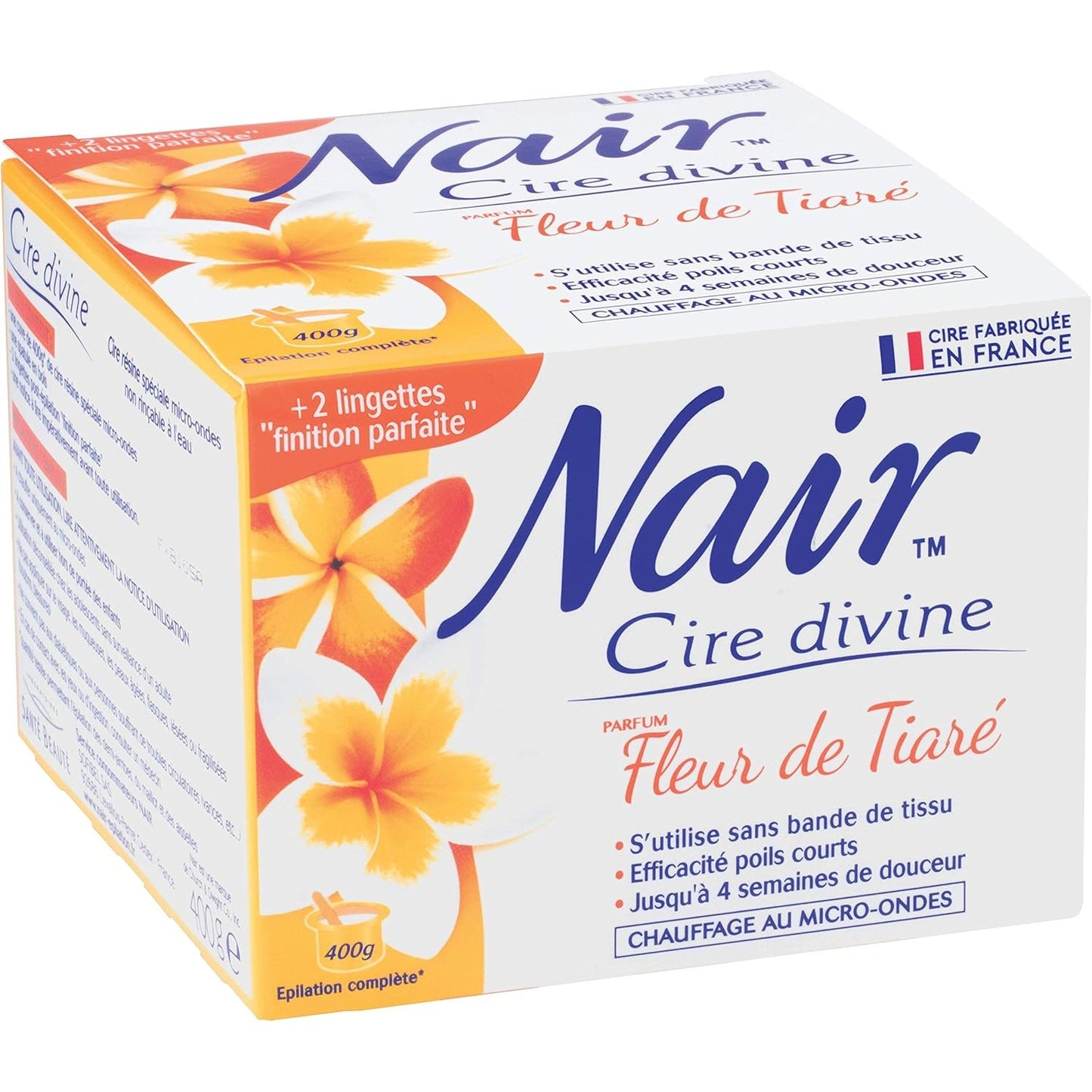 272412 - NAIR - Dyllë Lulesh Divine Tiare, Dyllë e Nxehtë për Trupin, Pa Shirita, Kavanoz 400g + 2 Trajtime të Buta