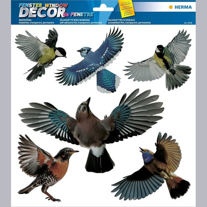 269585 - HERMA Set Ngjitësesh Paralajmëruese për Zogj për Dritare të Mëdha, 6 copë, 30 x 30 cm, Vetëngjitëse, të Heqshme dhe të Ripërdorshme, Mbrojtje për Zogjtë e Bërë nga Film i Fortë Rezistent ndaj Motit, i Zi
