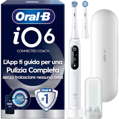 274856 - ORAL-B iO 6, Furçë Dhëmbësh Elektrike, 2 Koka Zëvendësuese, E Bardhë, Sensor Presioni, Ekran Interaktiv