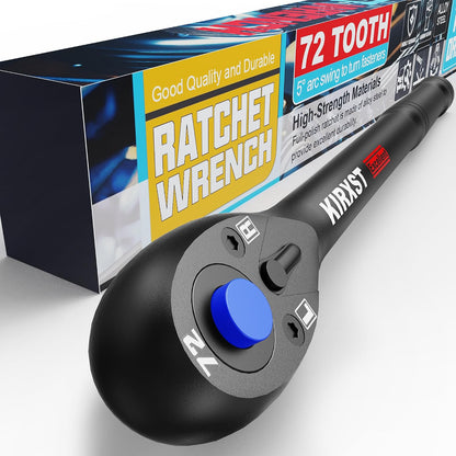 289259 - KIRXST Çelës me rrota 1/4", me lëshim të shpejtë, 72 dhëmbë, kënd aktivizimi 5°, i kthyeshëm, me rrota të kthyeshme 180 mm, për riparimin e automjeteve dhe mobiljeve