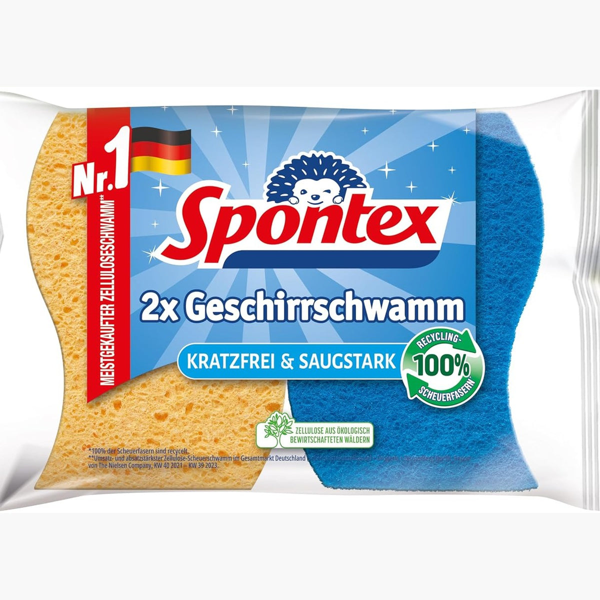 298926 - SFUNGJER PËR LARJEN E ENËVE SPONTEX, PAKO ME 2 COPË, PA GËRVISHTJE DHE THITHËS
