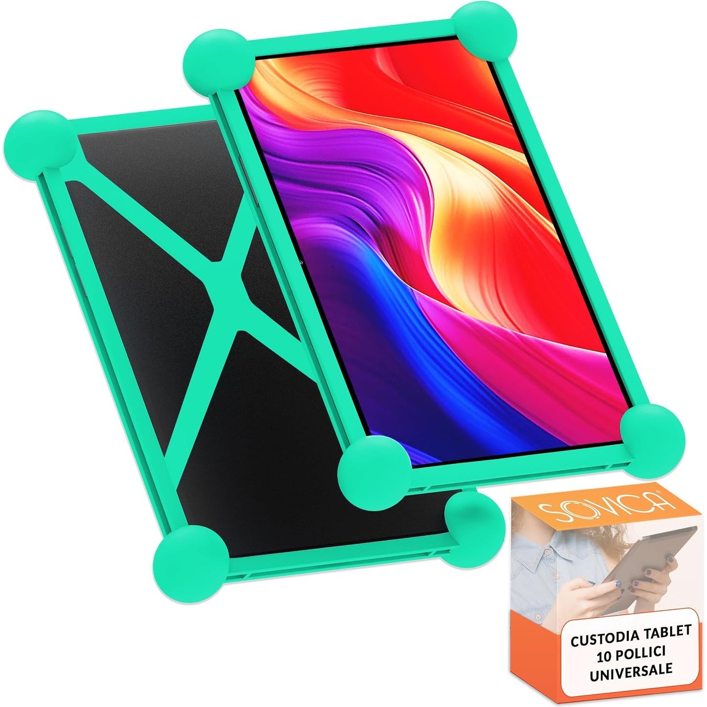 269558 - Kutia universale për tabletë 10.1 inç, e bërë nga silikoni, e përshtatshme për të gjitha tabletët 10" në treg, e gjelbër
