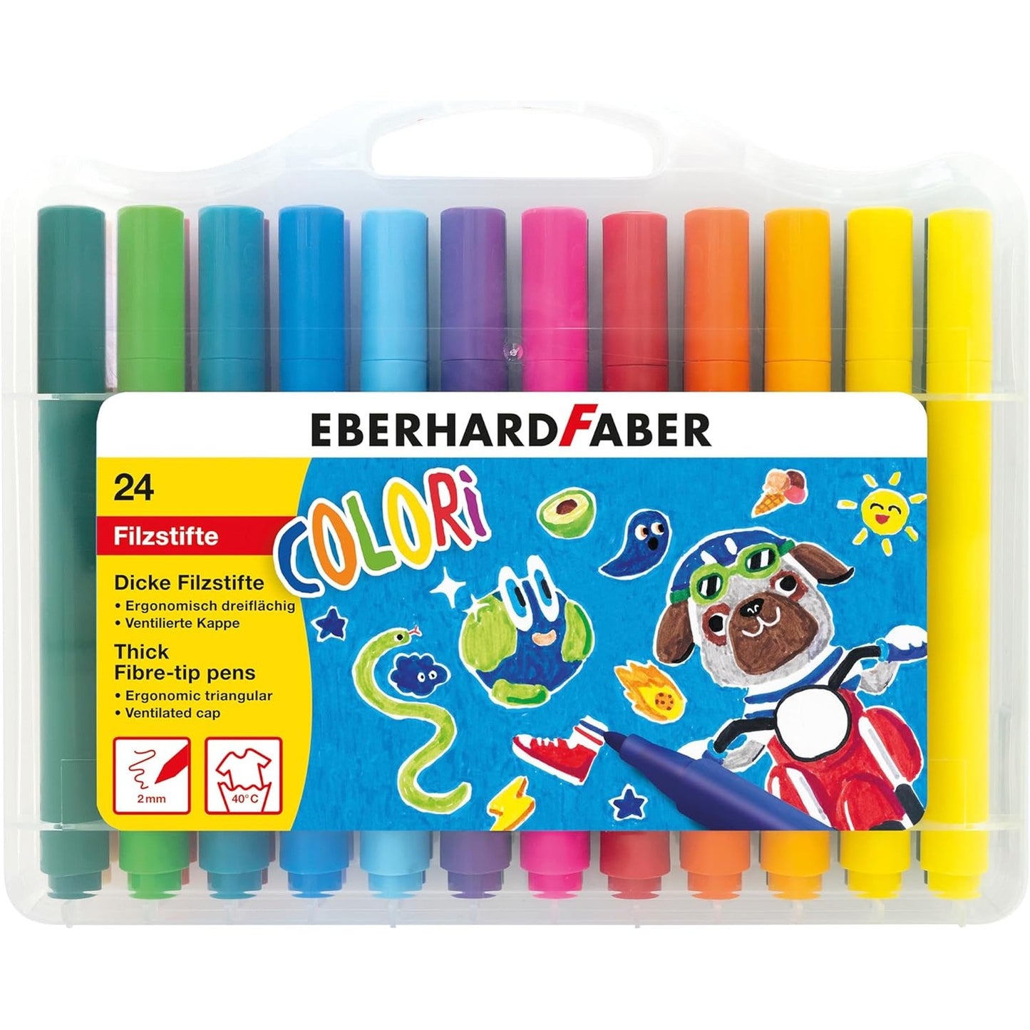 266928 - EBERHARD FABER 551224 - Set stilolapsash Colori, 24 lapsa me ngjyra të trasha në kuti plastike