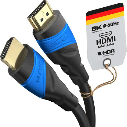 300023 - KABELDIREKT - Kabllo HDMI 8K & 4K, 2m, I projektuar në Gjermani, për çdo konfigurim kabllosh HDMI (10K, 8K@60Hz & 4K@120Hz, HDMI me shpejtësi të lartë me Ethernet).
