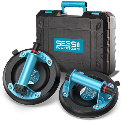 312881 - SEESII Ngritës me vakum për pllaka, Pako me 2 gota thithëse qelqi 8", Kapacitet maksimal ngarkese 200 kg