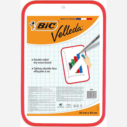 274139 - BIC - Karton fshirës i dyfishtë Velleda (30 x 44 cm), bordurë e kuqe, pako me 1 copë