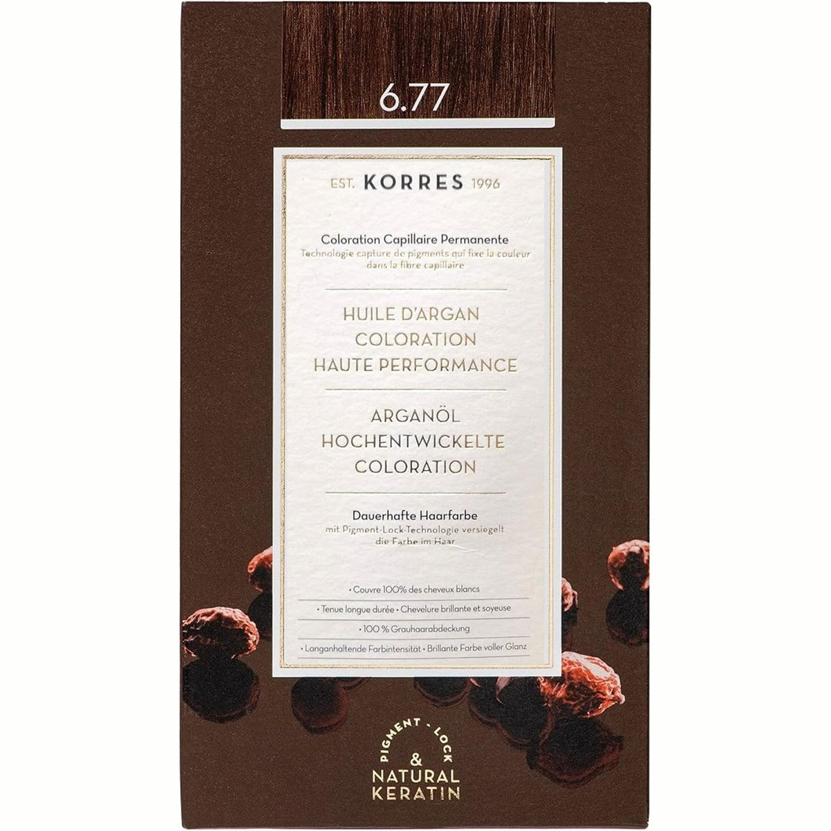 318203 - KORRES NGJYRUES ME VAJ ARGANI, NGJYRË FLOCKËSH PA AMONIAK GIANDUJA 6.77, MBULIM 100% TË THINJAVE, VEGAN
