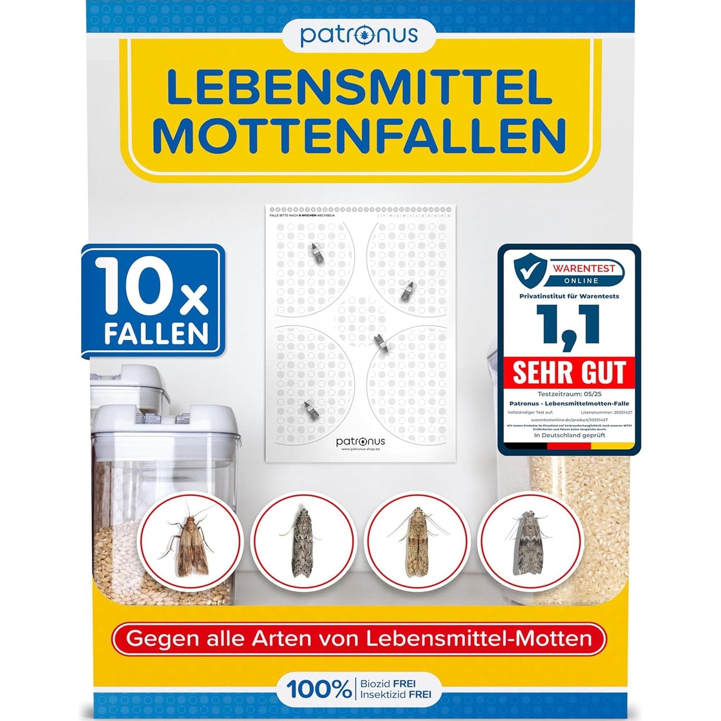 164092 - Kurth për Tenja Ushqimore nga EFETIV, Pako prej 10 Pjesë, me Feromone dhe Ngjitës me Performancë të Lartë për Zbulimin e Infestimit