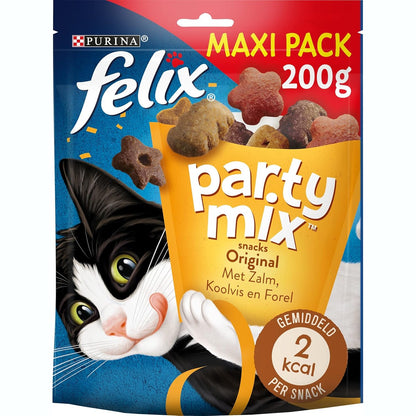 214901 - FELIX Përzierje për Festa, Ushqime për Mace të Rritura, E pasur me proteina, vitamina, acide yndyrore dhe omega-6, Qese, Pako me 5 x 200g