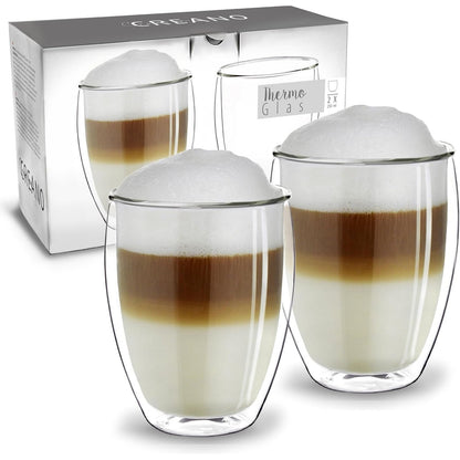 224405 - CREANO Filxhanë kapuçino 250ml 'DG-Hoch', set prej 1 copë, xham termik i madh me dy shtresa prej qelqi borosilikati