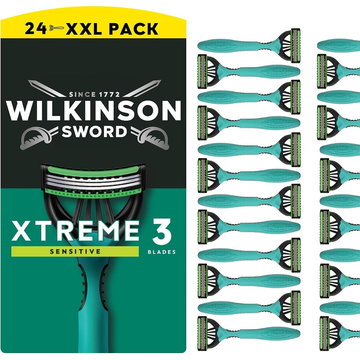 311741 - WILKINSON SWORD Brisqe të disponueshme Xtreme 3 për persona të ndjeshëm, pako me 16 copë, 8 falas