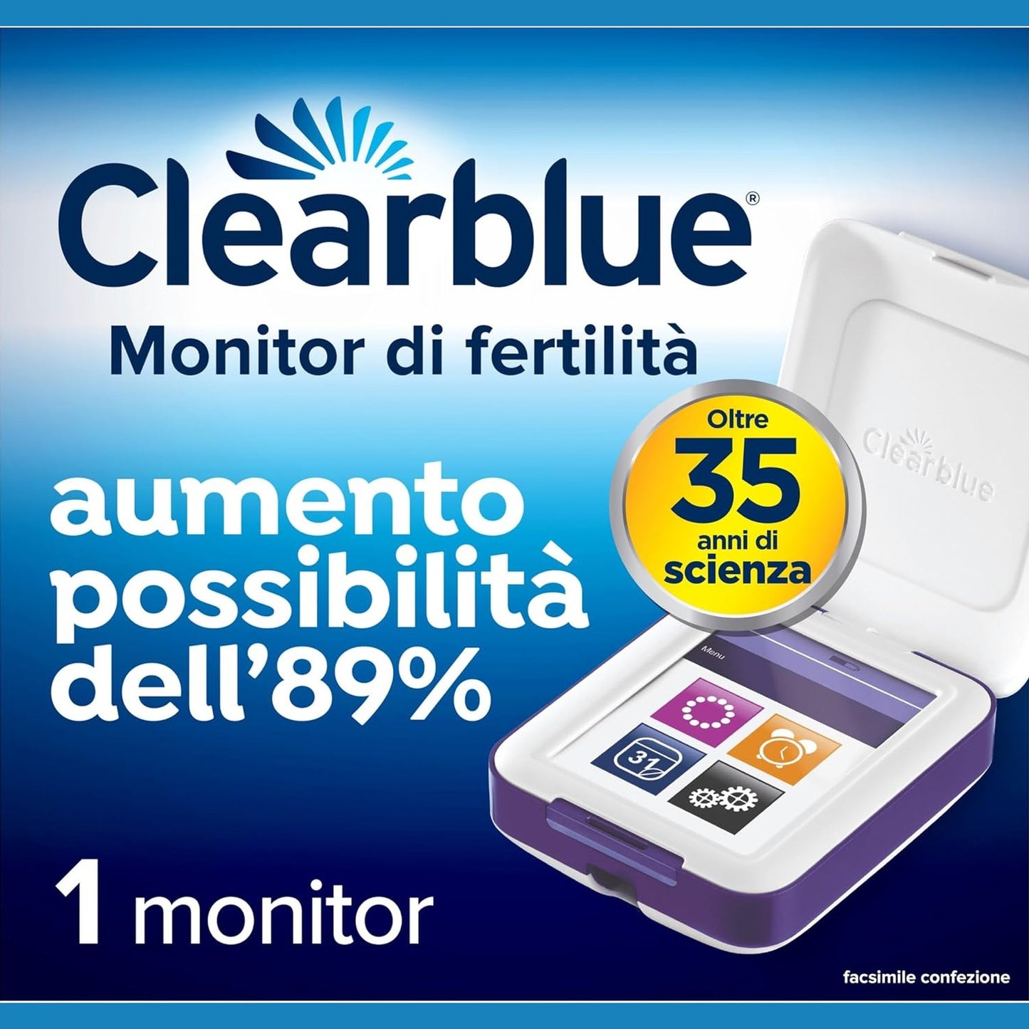 271047 - CLEARBLUE Monitori i Fertilitetit i Avancuar, Testi i Ovulacionit dhe Shtatzënisë, 1 Monitor i Ndjeshëm ndaj Prekjes (Shkopinjtë e Testit Shiten Veçmas)