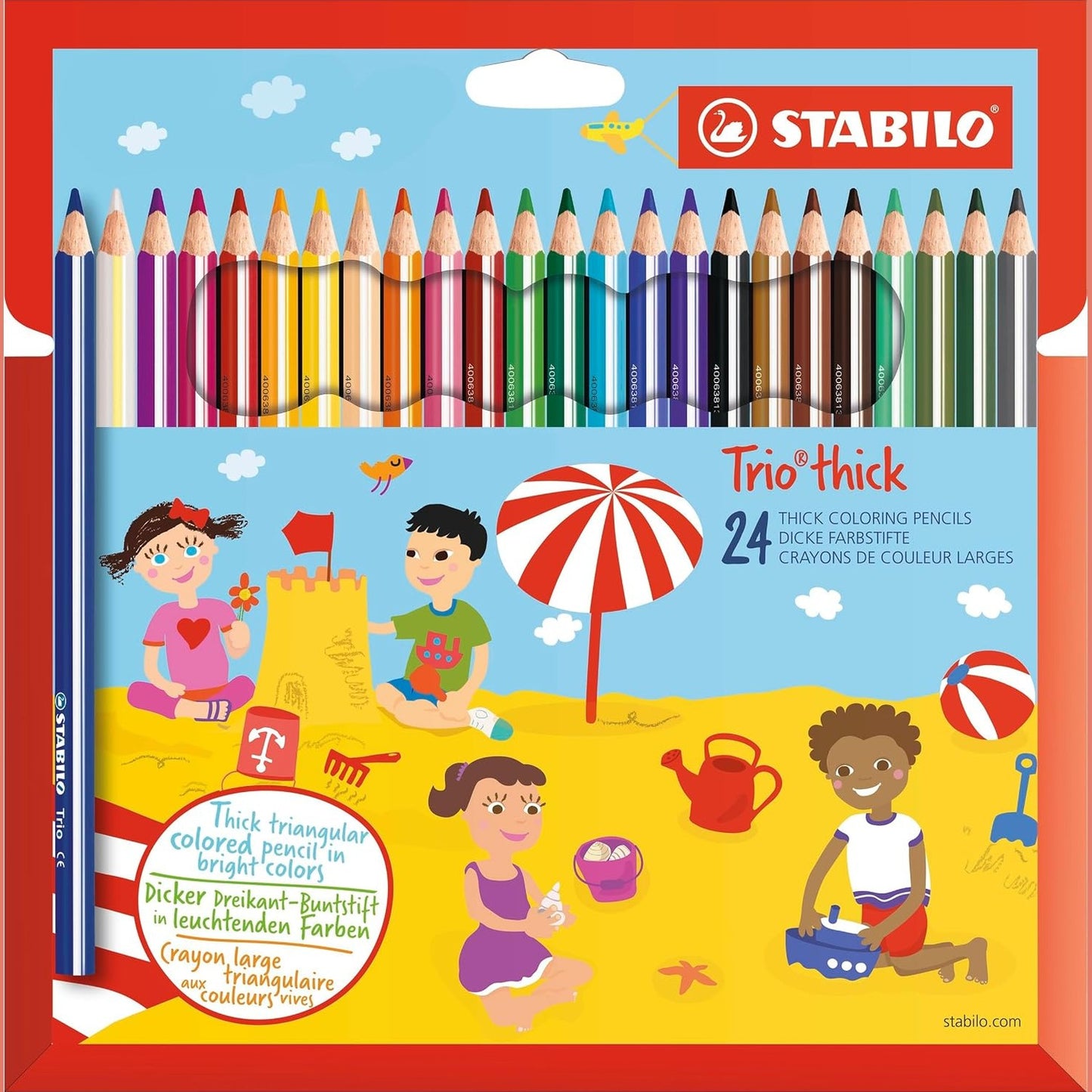 267134 - STABILO Laps me ngjyra trekëndëshe Trio e trashë, Pako me 24 copë