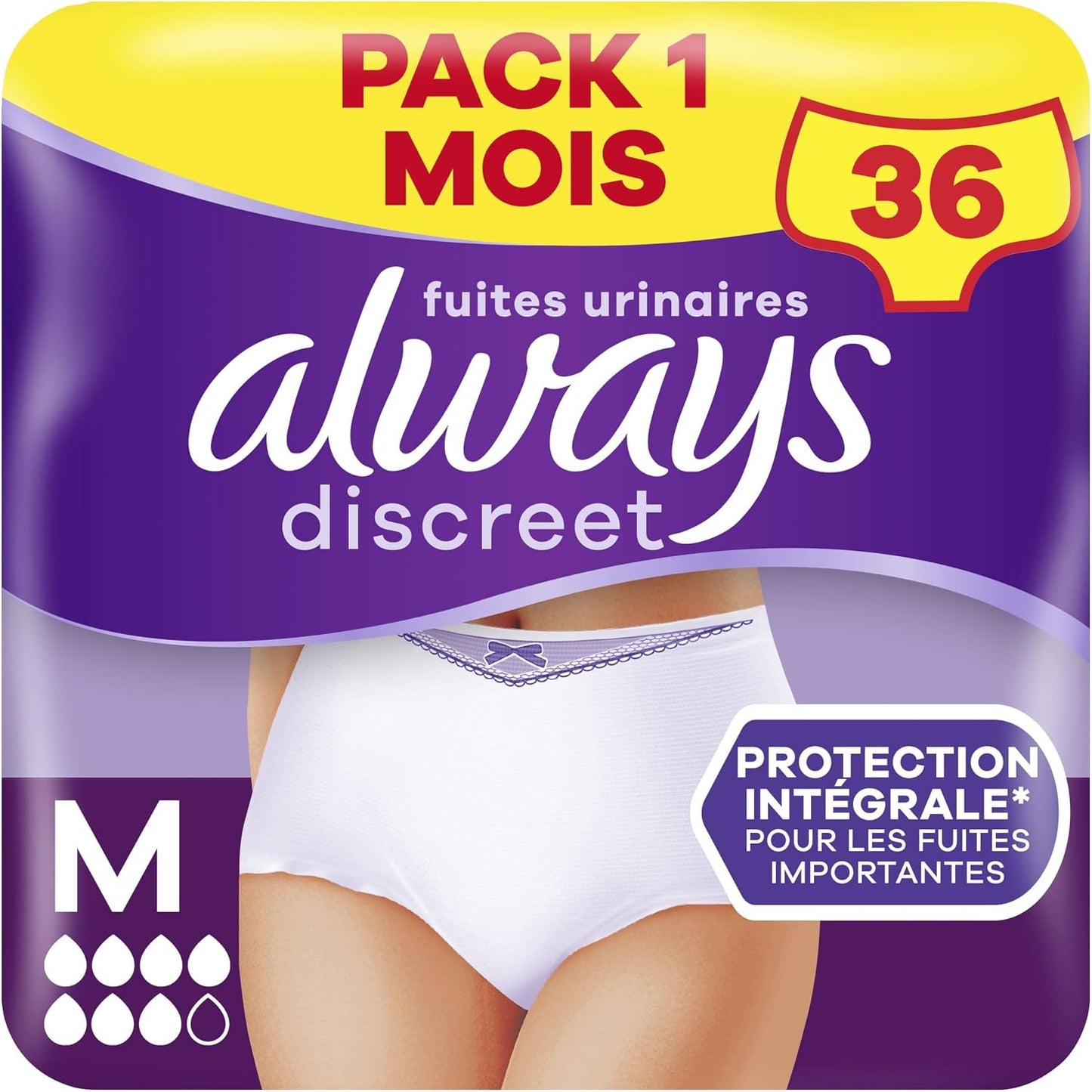 316470 - ALWAYS Mbathje për Inkontinencë Discreet Plus për Gra, M, 36 Mbathje, Parandalon Rrjedhjen dhe Erërat