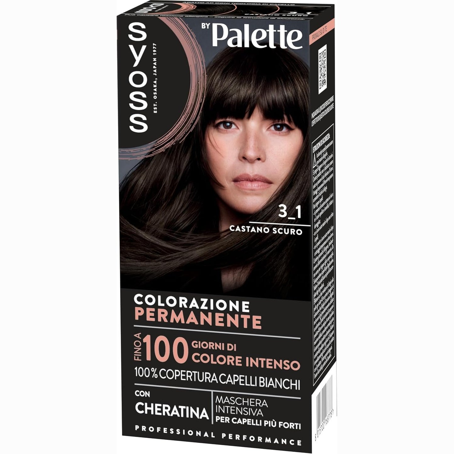 272446 - SYOSS by Palette Permanent Color 3-1 Dark Brown, ngjyrë e përhershme flokësh me keratinë, mbulim 100% të thinjave