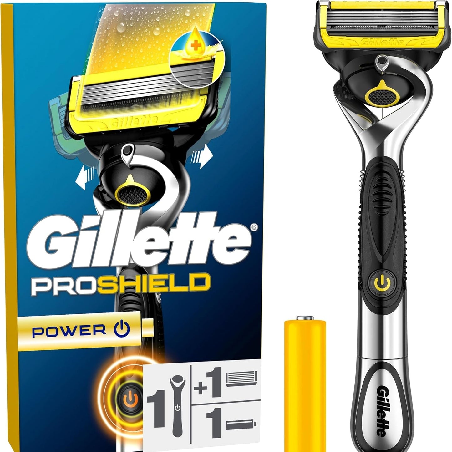 290000 - GILLETTE Brisku Proshield Power për Burra, Fishek me 5 Tehe, Argjend