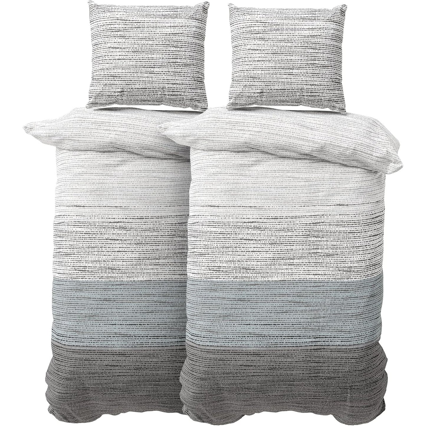 250432 - DILIOS Set çarçafësh Premium 135x200 cm, 4 pjesë, 2 mbulesa jastëku 80x80 cm, pambuk i ajrosur, gri blu