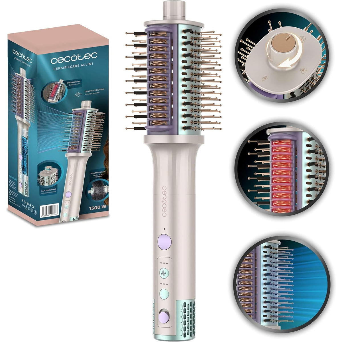 301698 - CECOTEC Furçë ajri shumëfunksionale CeramicCare Allin1, 1500W, motor BLDC, 4 funksione, 3 drejtime ajri, teknologji jonike