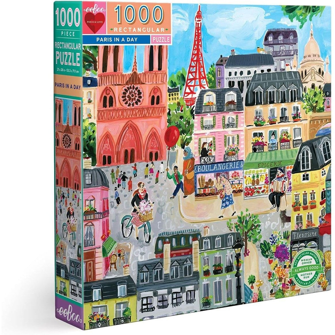 316893 - eeBoo Paris in a Day 1000 Cube Puzzle Art