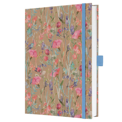 269356 - SIGEL Fletore me rreshtim JN853 A5, letër e trashë 100 g, 192 faqe, kopertinë e fortë letre kraft, Pure Wildflowers, rozë, blu, vegane
