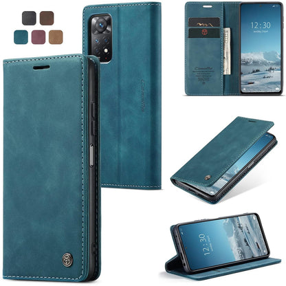 267159 - OWLHOLD Mbrojtëse telefoni për Xiaomi Redmi Note 11 Pro/12 Pro 4G, Mbrojtëse lëkure premium, lëkurë e butë nubuck klasike, Mbrojtëse rezistente ndaj goditjeve - Blu e çelët