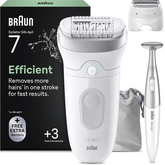 311014 - BRAUN Depilator elektrik Silk-Épil 7 për femra, 7-241, argjend, 13 watt, 2.5 cm
