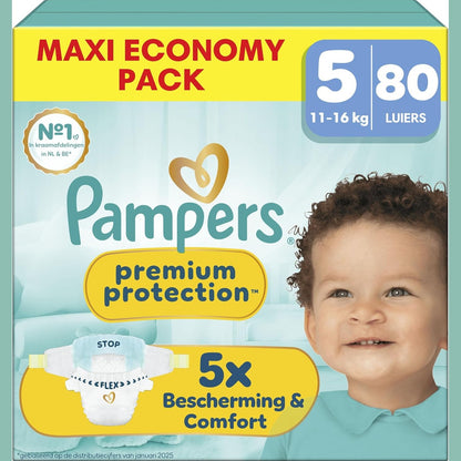 289555 - PAMPERS Premium Protection Madhësia 5, 80 pelena, 11-16 kg