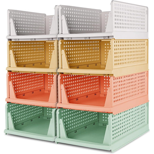 175091 - GLOVIOS Organizues Rrobash për Gardërobë, Set prej 8 Kuti Ruajtjeje të Palosshme, Organizues Sirtarësh Rrëshqitës, për Gardërobë, Dollap, Kuzhinë, Banjo, Zyrë (Shumëngjyrësh)