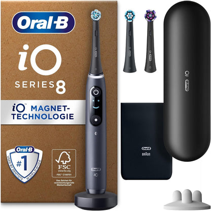 315050 - Furçë dhëmbësh elektrike iO Series 8 Plus Edition, 3 koka furçe, 6 mënyra pastrimi, Kuti magnetike, oniks i zi