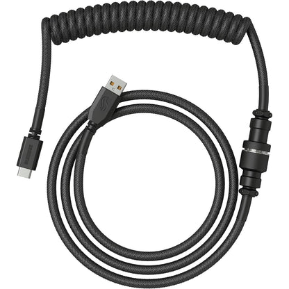 266221 - GLORIOUS Kabllo tastiere Gaming Premium Coiled - USB-A në USB-C, e veshur me ar, mbështjellës i dyfishtë i thurur, lidhës Aviator me 5 kunja - Phantom Black