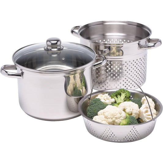 187113 - KITCHEN CRAFT ITALIAN COLLECTION Tenxhere për Makarona prej Çeliku Inox me Avullore 20cm