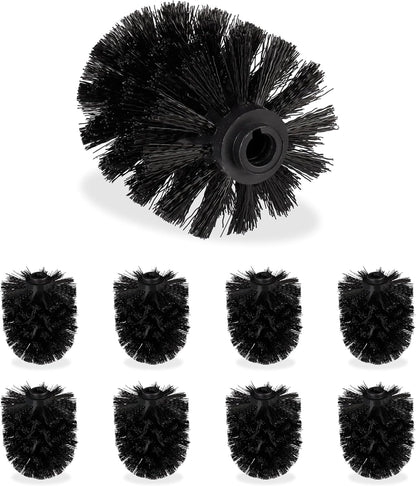 227401 - Relaxdays Koka Furçash Tualeti Zëvendësuese, Pako me 9, Filetim i Brendshëm 12 mm, Diametër 8 cm, Kokë Furçe Tualeti, e Zezë