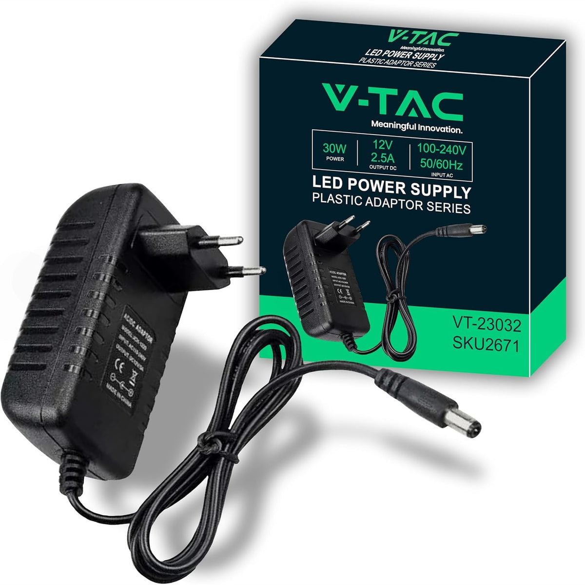 310437 - V-TAC Adaptor Furnizimi me Energji 12V 30W 2.5A, Hyrje AC 100-240V, Prizë Euro