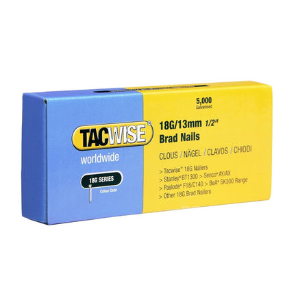 289344 - TACWISE Gozhda të galvanizuara 0393 Tipi 18G / 13 mm, Pako me 5,000, Argjend