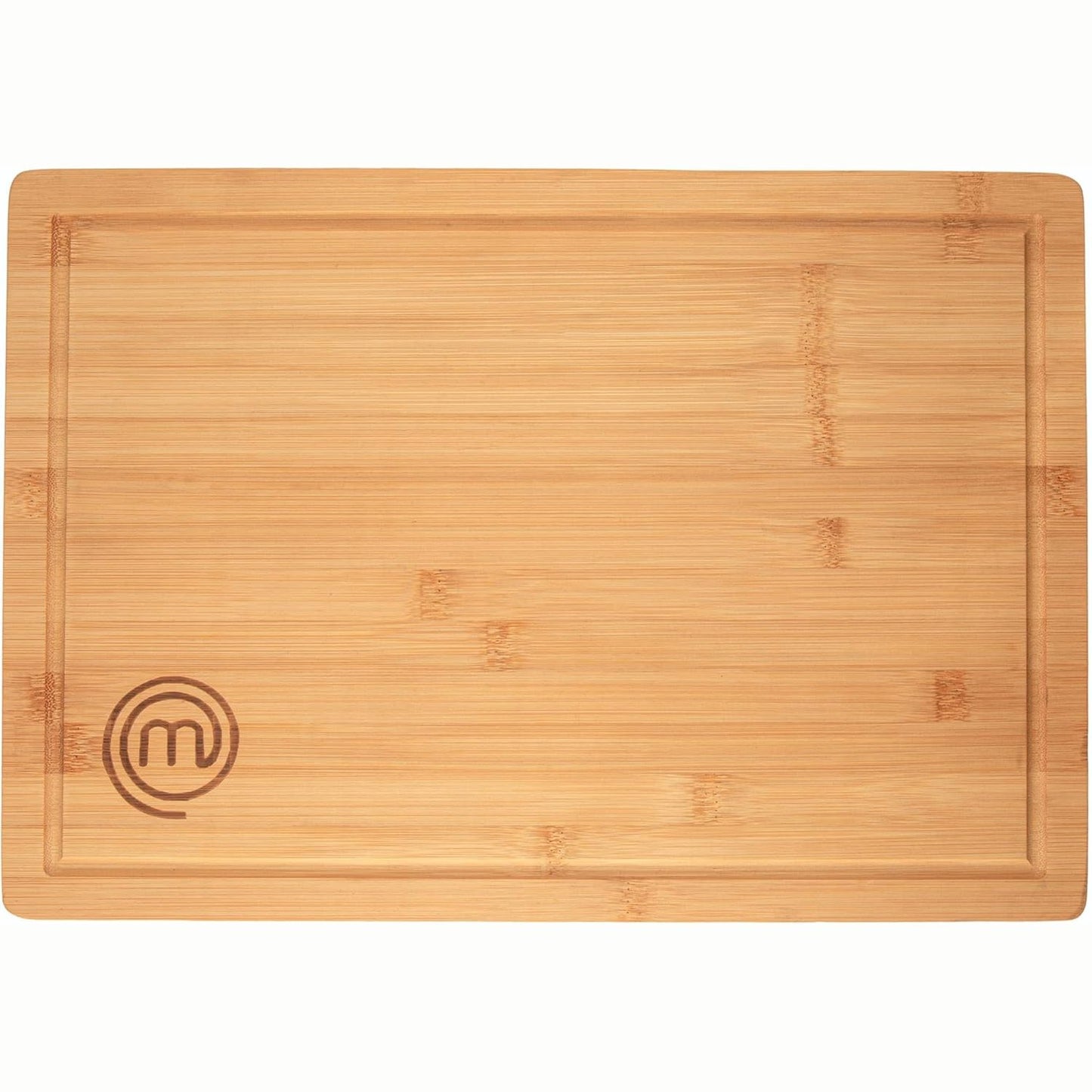 168225 - MASTERCHEF Dërrasë Prerjeje nga Bambu, E Madhe për Përgatitje, Prerje dhe Servirje, 38.5 x 27.5cm x 3cm, Dru Shumë i Trashë me Kanale Lëngu