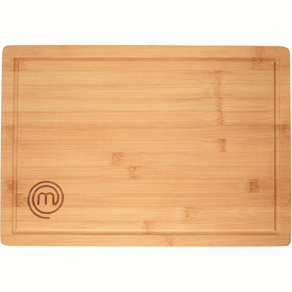 168225 - MASTERCHEF Dërrasë Prerjeje nga Bambu, E Madhe për Përgatitje, Prerje dhe Servirje, 38.5 x 27.5cm x 3cm, Dru Shumë i Trashë me Kanale Lëngu