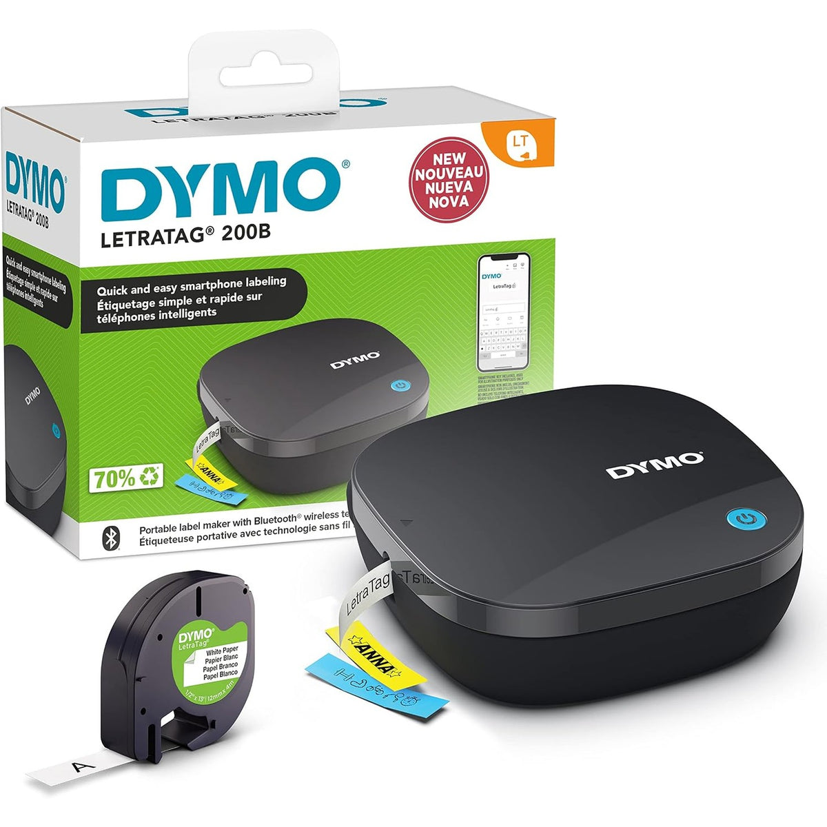 309876 - PRINTER ETIKETASH DYMO LETRATAG 200B ME BLUETOOTH, PRINTER KOMPAKT, LIDHET ME IOS DHE ANDROID, PËRFSHIN 1 X SHIRIT ETIKETASH